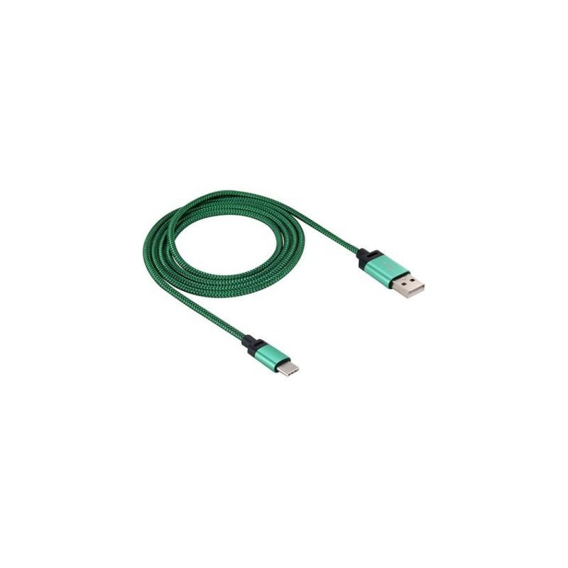 Tuff-Luv J9_33 USB 3.1 Type-C to USB 2.0 Woven Data and Charge Cable - Lime Green