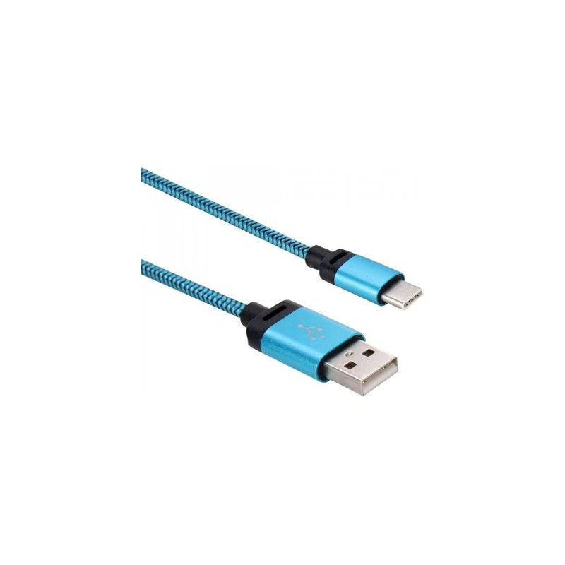 Tuff-Luv J9_34 USB 3.1 Type-C to USB 2.0 Woven Data and Charge Cable - Blue