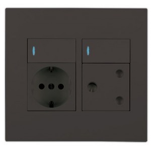 1X Schuko 1X 16A Switched Outlet 4X4 Slate Orion PRE-ASS.