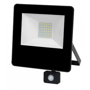 85/265VAC 30W Warm White LED Alum. Flood Light IP65 C/W Pir