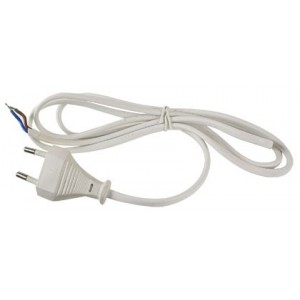 1.2  METRE WHITE CABLE 0.75x2 CORE WITH 2 PIN EURO PLUG TOP