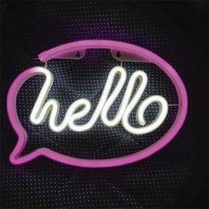 Hello LED Neon Motif WHITE/RED 3XAA/USB