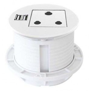 Desk Top 3PIN Socket + USB (2.1A/5V) White