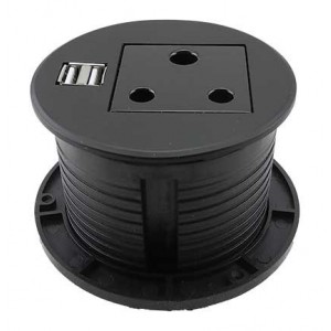 Desk Top 3PIN Socket + USB (2.1A/5V) Black