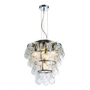230V 5X60W E27 Pendant Glass And Chrome