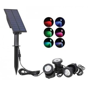 3X1W Solar RGB LED Pond Light 3.7V/2000MAH Battery