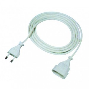 White Ext. Cord 2M C/W 2.5A Euro Plug And Socket