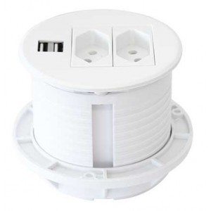 Desk Top N-TYPE Socket + USB (2.1A/5V) White