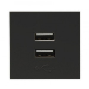USB CHARGING SOCKET 2M BLACK (45x45mm) 5V- 4.2A ORION