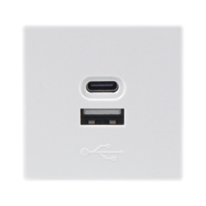USB CHARGING SOCKET TYPE A + C 2M WHITE  (45x45mm) 5V- 2.1A