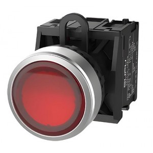 22MM Red Flush Latching Push Button + 1 N/C Contact