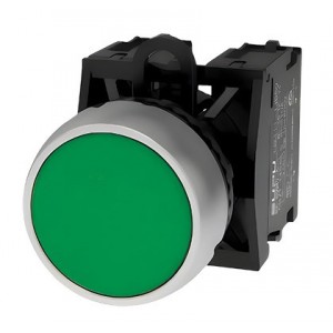 22MM Green Flush Momentary Push Button + 1 N/O Contact