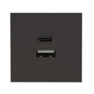 USB CHARGING SOCKET TYPE A + C 2M SLATE (45x45mm) 5V- 2.1A O