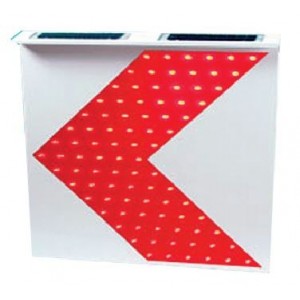 WARNING LIGHT LEFT ARROW RED SOLAR/6V 10AH 90LED 750x600x80