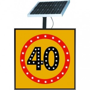 Solar LED Traffic Sign 40KM/H Black And Amber