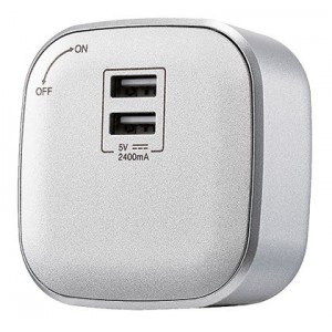 Power Track - Silver Dual USB Outlet 2.4A/5V