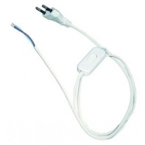 IN-LINE White Rocker Switch 2A C/W Cable 2 Pin Euro Plug