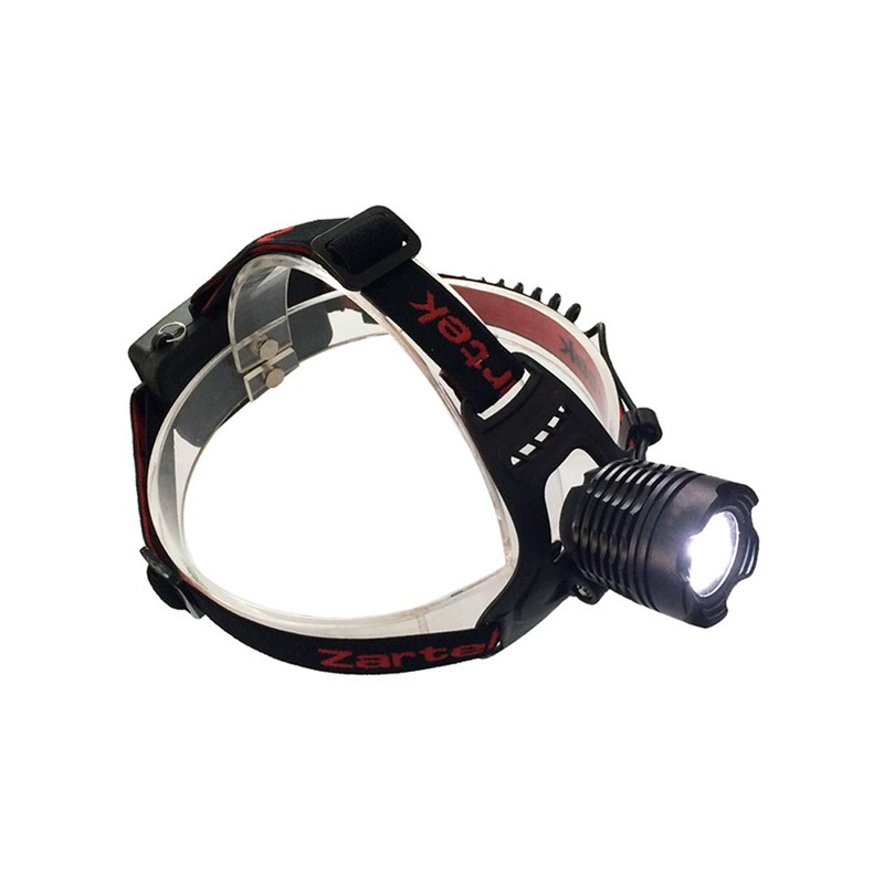 Zartek ZA-432 Headlamp LED 600lm, Rechargeable, Mains & Vehicle Charger, Zoom, Aluminium, 2 x Li-ion Battery