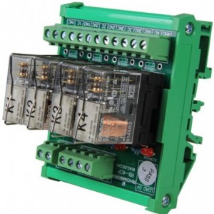 4-WAY 1C/O 24VAC 10A Relay Board Closed Base