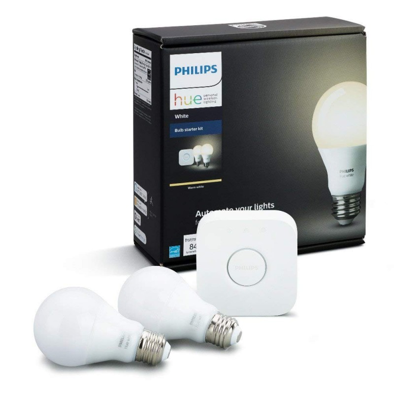 Philips Hue White 2-Pack A19 LED Smart Bulb Works with Alexa & Google Assistant A Certified for Humans Device Hue Hub Optional Bluetooth & Zigbee compatible 