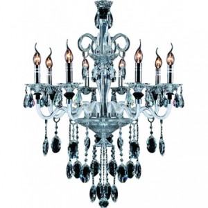 8 X 40W Black Chandelier (IRON/CRYSTAL/GLASS/CHROME)-E14