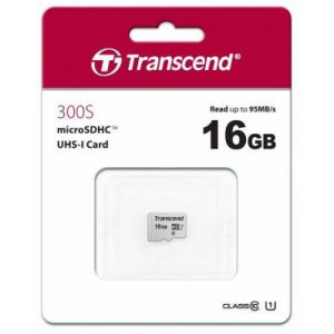 Transcend TS16GUSD300S 300S 16GB MicroSDXC/SDHC Class 10 UHS-I U1 Memory Card
