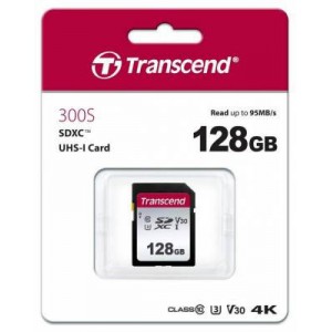 Transcend TS128GSDC300S 300s 128GB UHS-1 Class 10 U1 U3 V30 SDXC Card