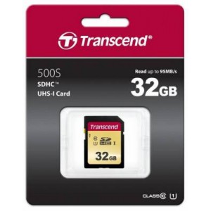 Transcend TS32GSDC500S 500S 32GB SDHC Class 10 UHS-I U1 Memory Card