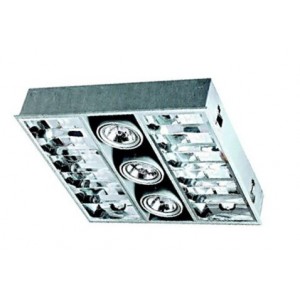 3x55 PLL&amp; 3 x50W GREY RECESSED PARABOLIC LIGHT FITTING 600x