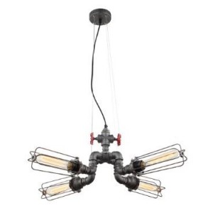 230VAC 60W 4XE27 Industrial Style Pendant GR/BK