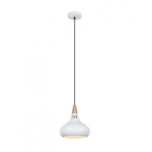 230VAC 60W 1XE27 Pendant WHITE/WOOD 260MM Dia.