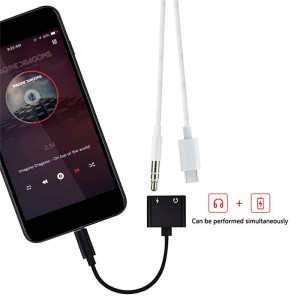 2-in-1 USB Type-C to 3.5mm Headphone Audio Jack Charging Cable Adapter + USB 3.0 Male Converter Adapter