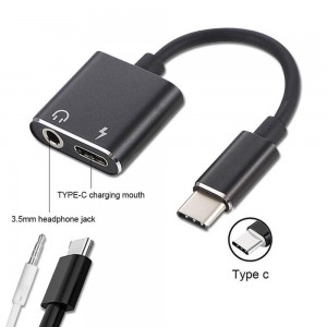 2-in-1 USB Type-C to 3.5mm Headphone Audio Jack Charging Cable Adapter + USB 3.0 Male Converter Adapter