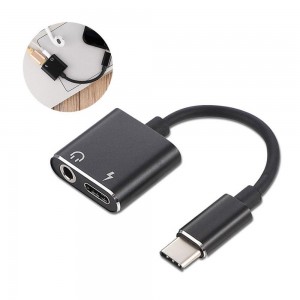 2-in-1 USB Type-C to 3.5mm Headphone Audio Jack Charging Cable Adapter + USB 3.0 Male Converter Adapter