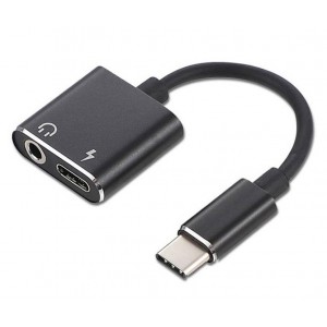 2-in-1 USB Type-C to 3.5mm Headphone Audio Jack Charging Cable Adapter + USB 3.0 Male Converter Adapter