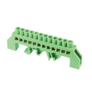 12 Way Green Din Mount Terminal Bar Insulated 6X9 16MM Sq