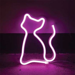 Cat LED Neon Motif Blue 3XAA/USB