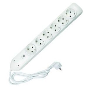 Schuko Extender. 6X Schuko Sockets- Energy Saving+surge Prot