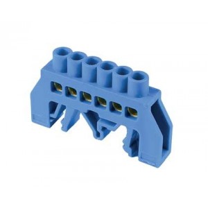 6 Way Blue Din Mount Terminal Bar Insulated 6X9 16MM Sq