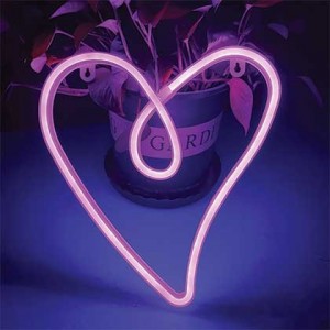 Heart LED Neon Motif Red 3XAA/USB