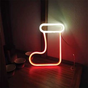 Xmas Stocking LED Neon Motif RED/WHITE 3XAA/USB