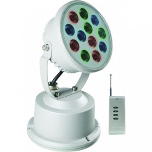 230V RGB LED ALUM. FLOODLIGHT 12W 12LEDs IP65 C/W REMOTE