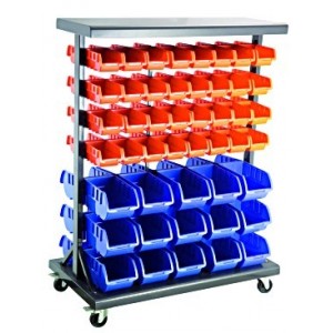 Mobile Storage Bin Rack C/W 94 Bins