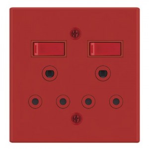 2X16A DEDICATED RED SWITCHED SOC OUTLET 4x4 STEEL PLATE