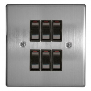 6-LEVER 1-WAY SWITCH 4x4 C/W SILVER STEEL COVER PLATE