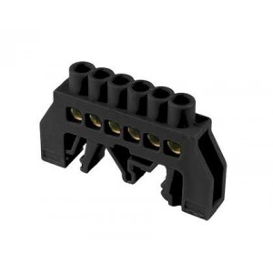 6 Way Black Din Mount Terminal Bar Insulated 6X9 16MM Sq