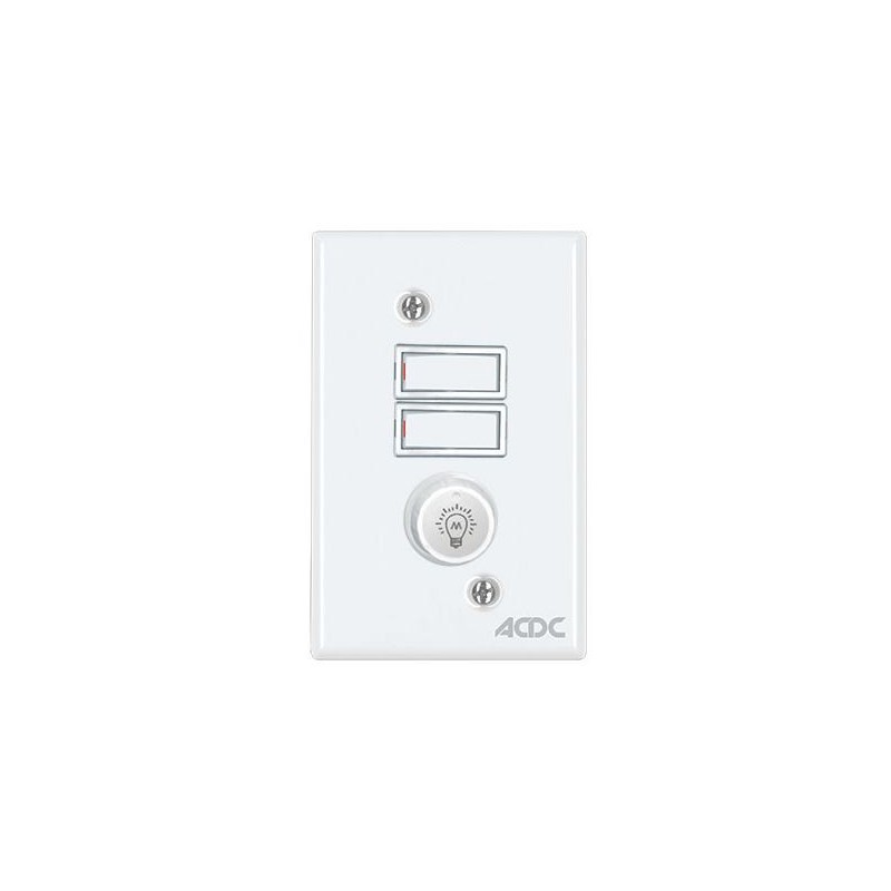 500W Rotary Dimmer ON/OFF With 2 Switches White Steel Cover - GeeWiz