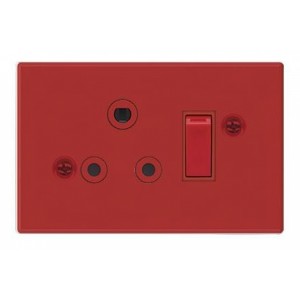 1X16A DEDICATED RED SWITCHED SOCKET OUTLET 2x4 STEEL PLATE