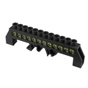 12 Way Black Din Mount Terminal Bar Insulated 8X12 25MM Sq