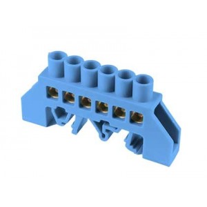 6 Way Blue Din Mount Terminal Bar Insulated 8X12 25MM Sq